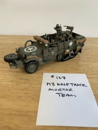 Built 1/35 Wwii Us M3 Half Track W/mortars & Crew Painted Detailed