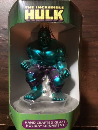 Vtg Marvel The Incredible Hulk Hand - Crafted Glass Ornament Kurt S.  Adler