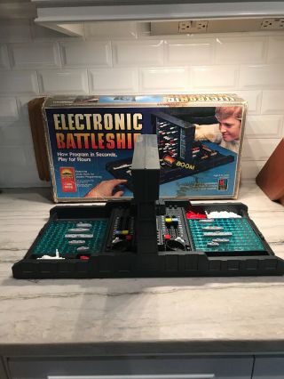 Electronic Battleship Board Game Milton Bradley 1982 With Code Book And Box