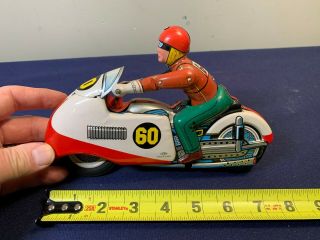 Vintage T.  N.  Japan Nomura Tin Toy Friction Racing Motorcycle 60