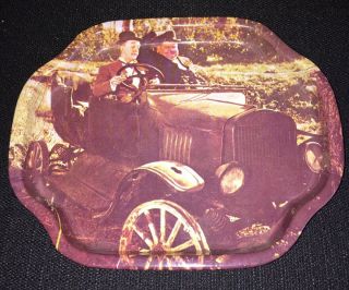 Stan Laurel & Hardy Metal Tin Serving Tray Convertible Car Oliver Hardy