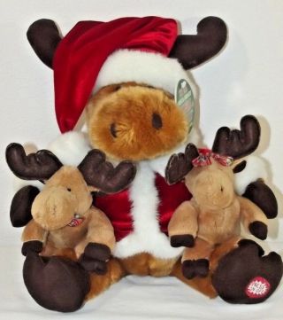 Dandee Animated Santa Moose - Sings Jingle Bells W/2 Baby Moose Plush