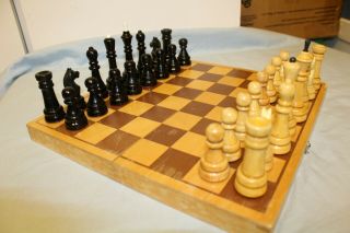 Vintage Soviet Ussr Wooden Chess Set.  1970 - S