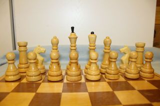 Vintage Soviet USSR Wooden Chess Set.  1970 - s 3