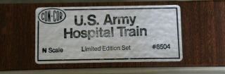 N Scale Con - Cor U.  S Army Hospital Train Set
