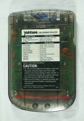 Vintage 1995 Yahtzee Electric Hand Held Video Game Milton Bradley 3