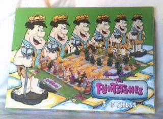 Vintage Flintstone 3d Chess Set Complete W/original Box And Instructions.  Mib