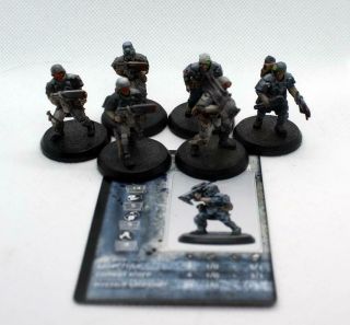 At - 43 28mm Una Steel Troopers X6 W/ Special Weapons Rackham With Card