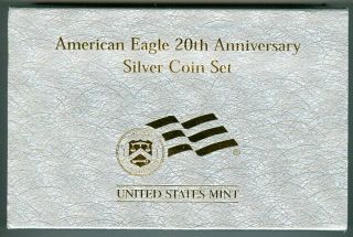 2006 U.  S.  Silver American Eagle 3 Coin 20th Anniversary Set - Proof & Unc