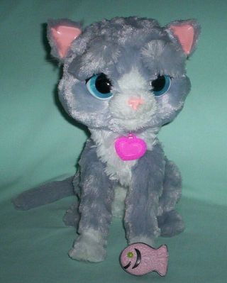 Furreal Friends Gray Kitty Cat Bootsie Interactive Pet With Fish Treat Hasbro