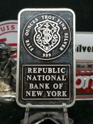 Low 211 Johnson Matthey Republic National Bank Of York.  999 5 Oz Silver Jm