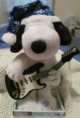 Dandee Peanuts Snoopy - 14 " Plush Animated Singing Dancing W/ Guitar.  W/tags