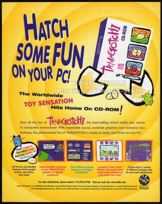 Tamagotchi_original 1997 Trade Print Ad / Game Pc Promo_bandai Cd Win 95 Advert
