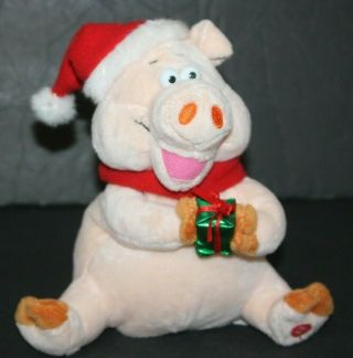 Gemmy Animated Christmas Pig Plush Oinking We Wish You A Merry Christmas 8 "