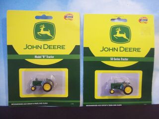 Two Ho (1:87th) Scale Athearn John Deere Tractors - Model B & 50 Series
