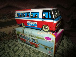 Tin Metal Friction Touring Tourist Car Bus Van Mf134 In Orig Box Toy China
