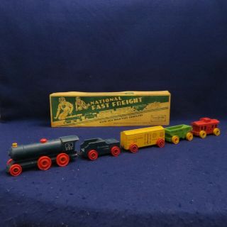 Strombecker Wooden National Fast Freight Train Set No 1 B W/new York Central B&o