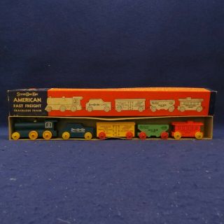 Strombecker Wooden American Fast Freight Trackless Train Set No 228 Ho Ga W/box