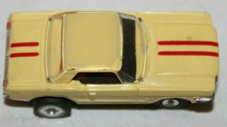 1966 Vtg Aurora T - Jet Slot Car Ho Yellow Ford Mustang Coupe Car