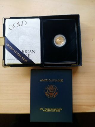 2002 W $5 Dollar American 1/10 Oz.  Gold Eagle G$5 In W/coa