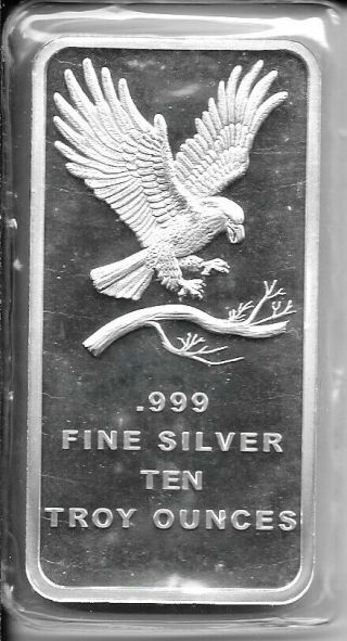 10 Oz Silvertowne Silver Bar, .  999,  Eagle Logo