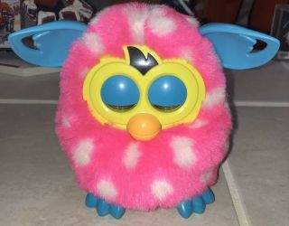 2012 Hasbro Furby Boom Pink White Polka Dot Blue Ears