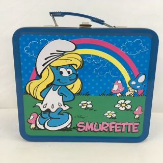 Peyo Lafig Belgium The Smurfs Smurfette Metal Lunch Box