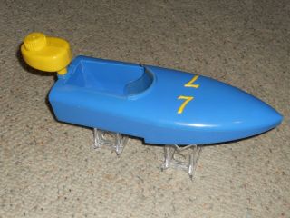 Vintage Ideal Plastic Mechanical Speed Boat W/outboard Motor - U.  S.  A.