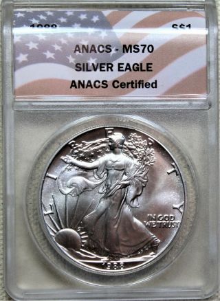 1988 P American Silver Eagle Anacs Ms70