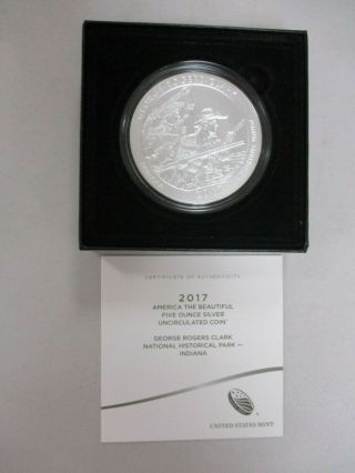 Us 2017 - P 5 - Oz.  999 Fine Silver Unc Coin " America The - George R.  Clark "