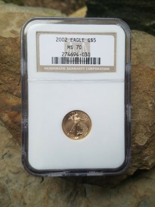 2002 5$ Gold Eagle 1/10 Oz Ngc Ms 70