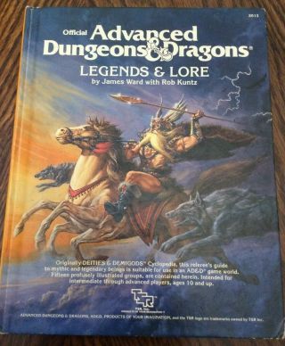 Tsr Ad&d Legends And Lore Hardcover Resource Book - 1984