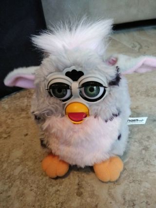 1998 Furby Leopard 70 - 800 Grey With Black Spots And Pink Belly -
