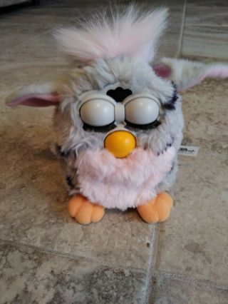 1998 Furby Leopard 70 - 800 Grey with Black Spots and Pink Belly - 3