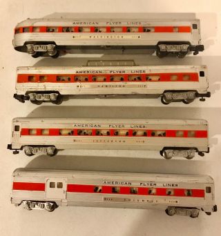 American Flyer Lines S Scale 4 Orange Passenger Car Set 960,  961,  962,  & 963