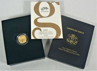 2007 - W Burnished 1/10 Oz $5 American Eagle Gold Coin Bu Box