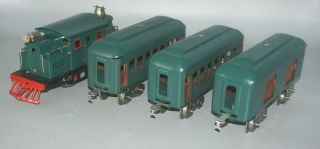 Lionel Prewar O - Gauge Set 154 Ny Central Locomotive With Passenger Baggage Cars