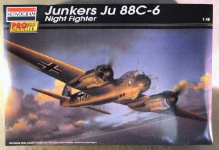 Monogram Pro Modeler 1/48 Junkers Ju 88c - 6 Night Fighter Vintage Plastic Kit
