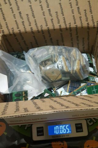10.  06 Lbs Of Scrap Laptop Ram,  Wifi Cards And Processors For Gold Recovery
