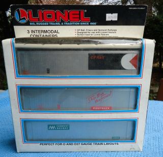 Lionel O Scale Intermodal Containers Set Of 3 In The Box.