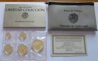 1994 Mexican Libertad Silver Proof 5 Coin Set,  1.  9 Oz Plata,  Mexico (291753t)