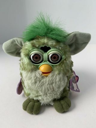 Vintage 1999 Furby Tiger Electronics 70 - 800 Green Camouflage Brown Eyes