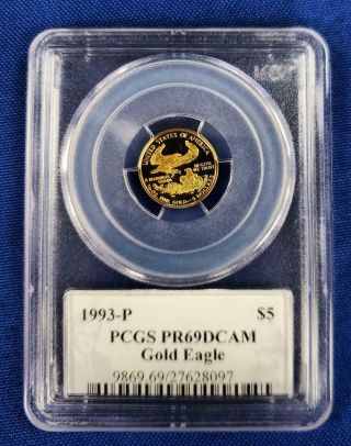 1993 - P Us 1/10 Th Ozt $5 Gold Eagle Pcgs Pr69dcam L5343