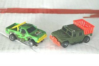 2 - Tyco Mattel Slot Cars Jurassic Park Hummer & Nissan 4x4 440x2 Chassis Fast