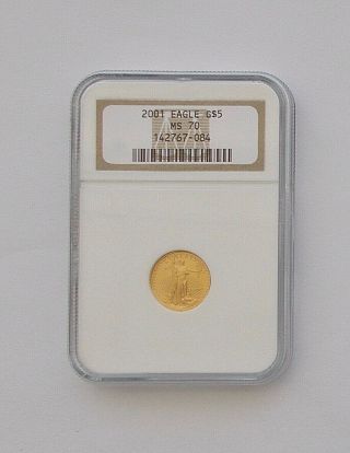 2001 Gold $5 American Eagle 1/10th Oz Graded Ms 70 Ngc