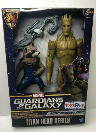Marvel Titan Hero Series Guardians Galaxy Groot & Rocket Toys R Us Exclusive Htf