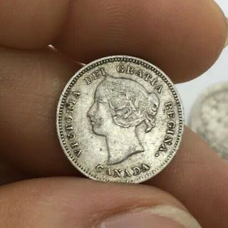 39 Canada Queen Victoria Dei Gratia Regina 5 Cents.  925 Silver Coin