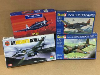 Airfix,  Revell Etc 1/72 Ww2 Aircraft Kits X 4,  Various,  Vengeance,  Mosquito Etc.