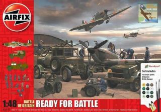 Airfix 1/48 Battle Of Britain Ready For Battle Gift Set No Paints Glue Or Brush