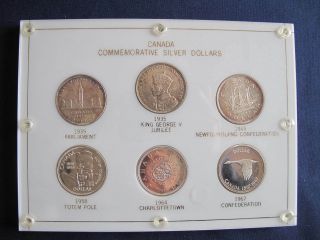 1935 - 1967 Canada Commemorative Silver Dollars In Custon Lucite Case E6179